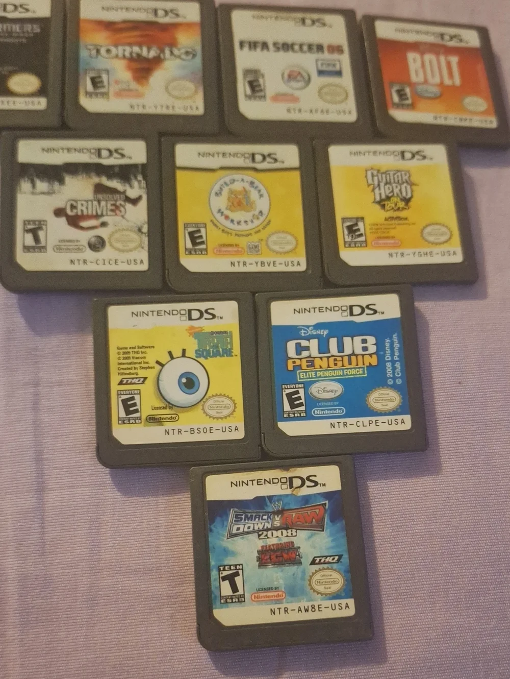 Nintendo DS Game Lot Bundle - 10 games Guitar Hero, Bolt, Transformers (Tested)